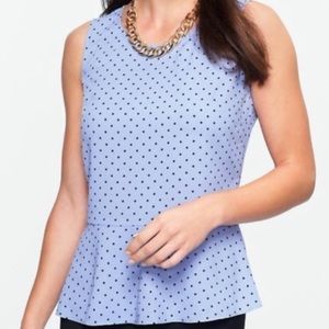 Talbots Petite Sleeveless Peplum Polka Dot Shell Size 2P
